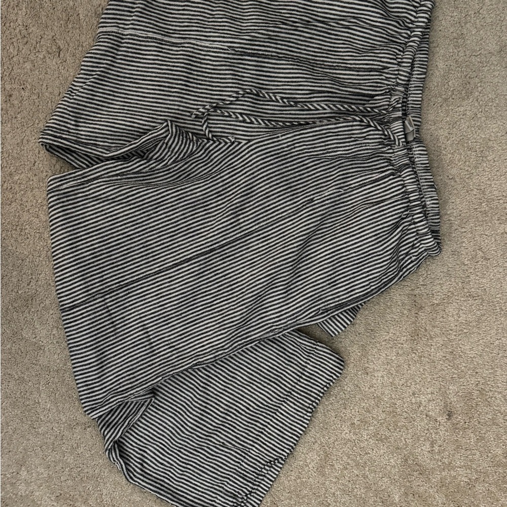 A New Day Gray and White Striped Linen Pants